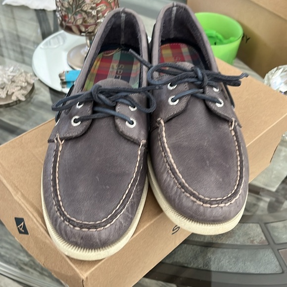 🏝️SPERRY TOPSIDERS(SPLASH FOLKSTONE GREY)SZ 10.5 M WORN COUPLE TIMES GREAT COND - Picture 3 of 8